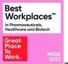 Recognition as one of India’s Best Workplaces in Pharmaceuticals, Healthcare, and Biotech 2023